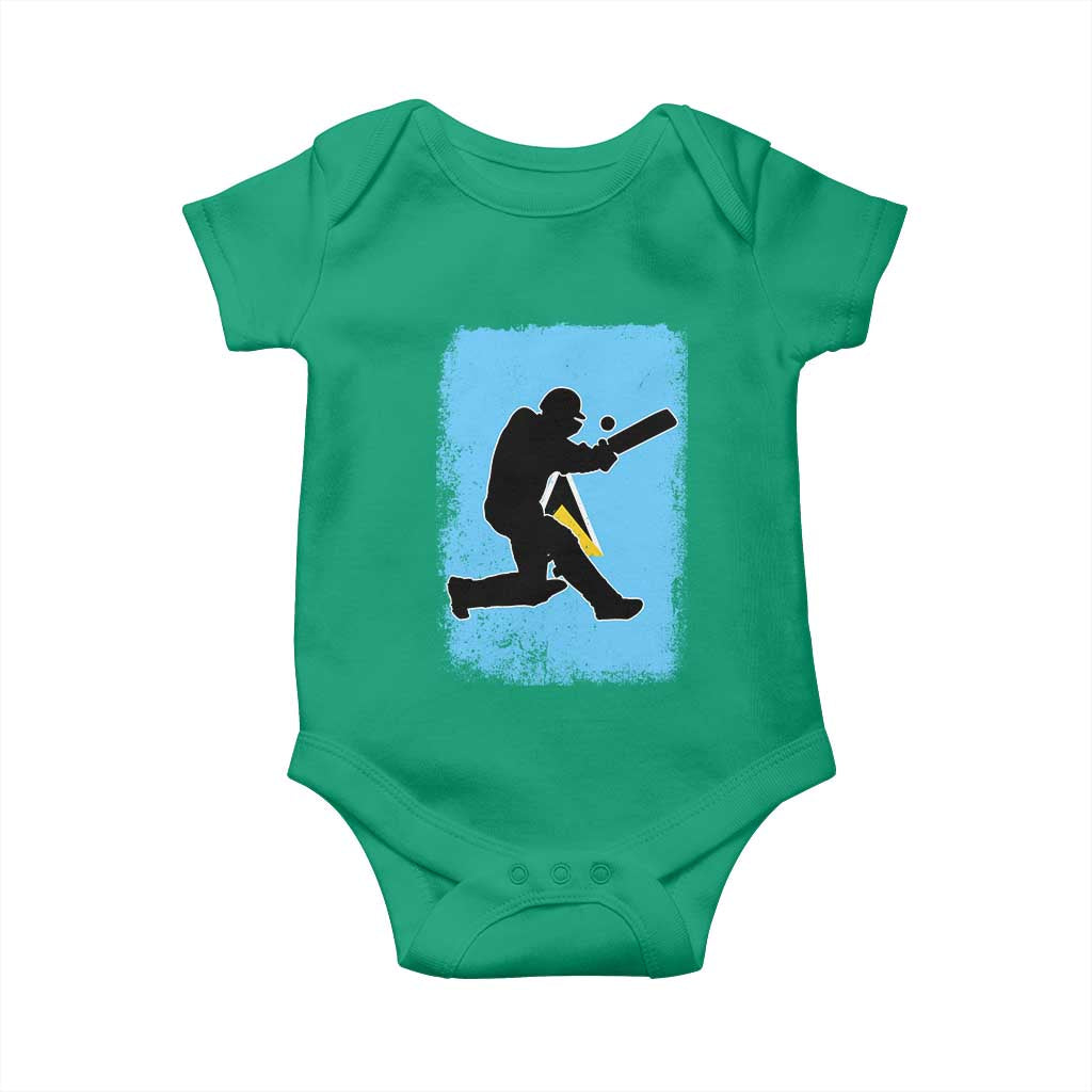 Saint Lucia Cricket Baby Onesie Retro Vintage Sport Saint Lucian Flag West Indies Cricket Fan