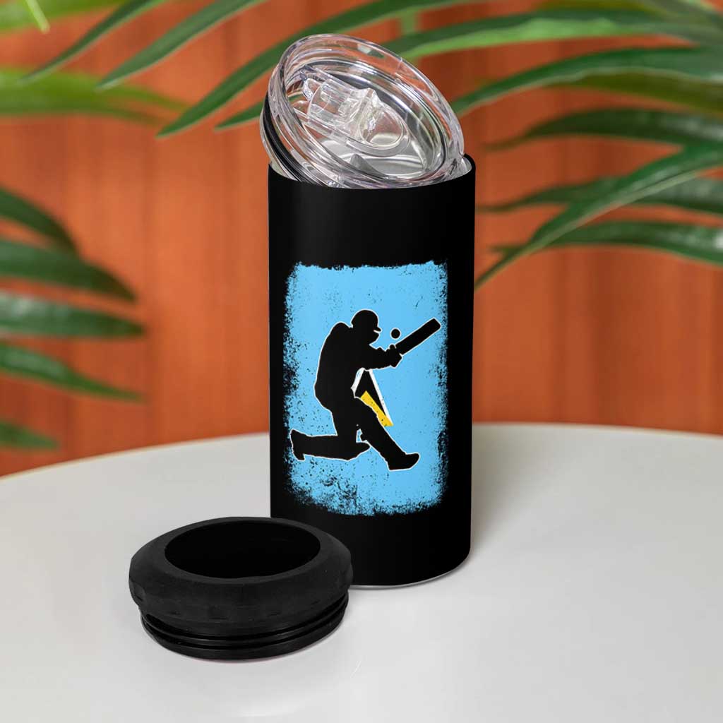 Saint Lucia Cricket 4 in 1 Can Cooler Tumbler Retro Vintage Sport Saint Lucian Flag West Indies Cricket Fan