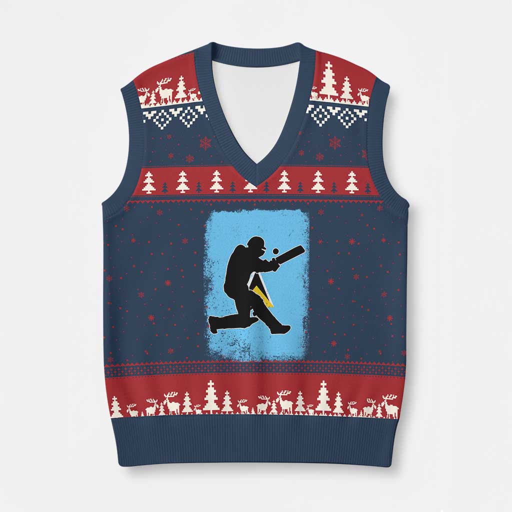 Saint Lucia Cricket V-Neck Knit Sweater Vest Retro Vintage Sport Saint Lucian Flag West Indies Cricket Fan