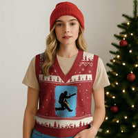 Saint Lucia Cricket V-Neck Knit Sweater Vest Retro Vintage Sport Saint Lucian Flag West Indies Cricket Fan