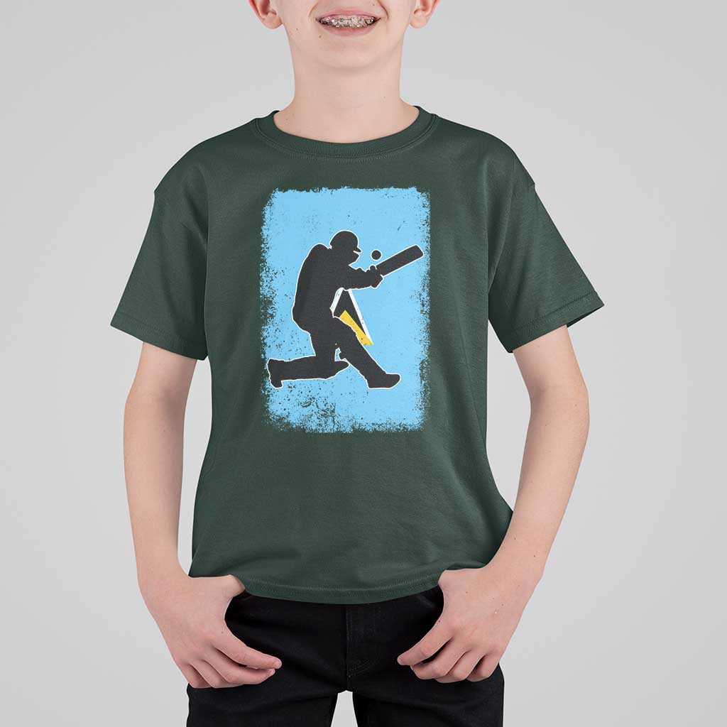Saint Lucia Cricket T Shirt For Kid Retro Vintage Sport Saint Lucian Flag West Indies Cricket Fan