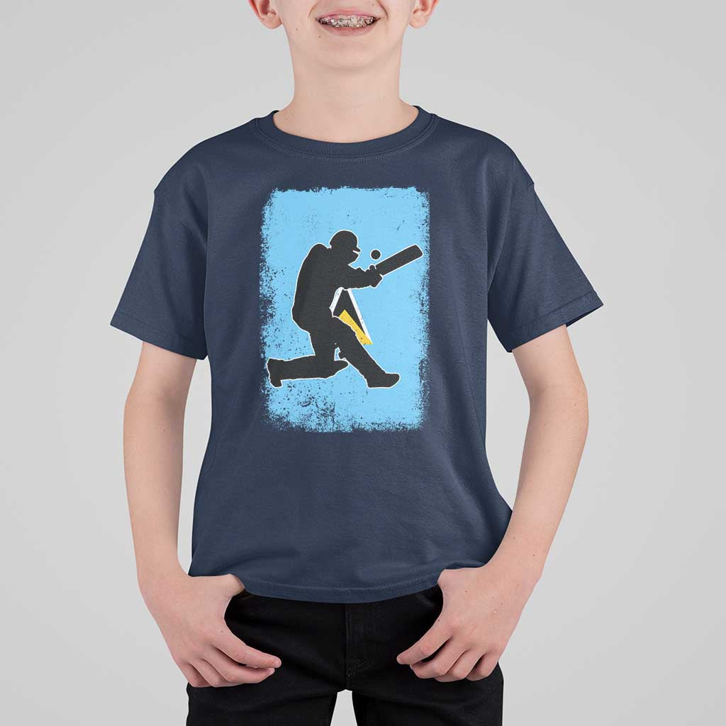Saint Lucia Cricket T Shirt For Kid Retro Vintage Sport Saint Lucian Flag West Indies Cricket Fan