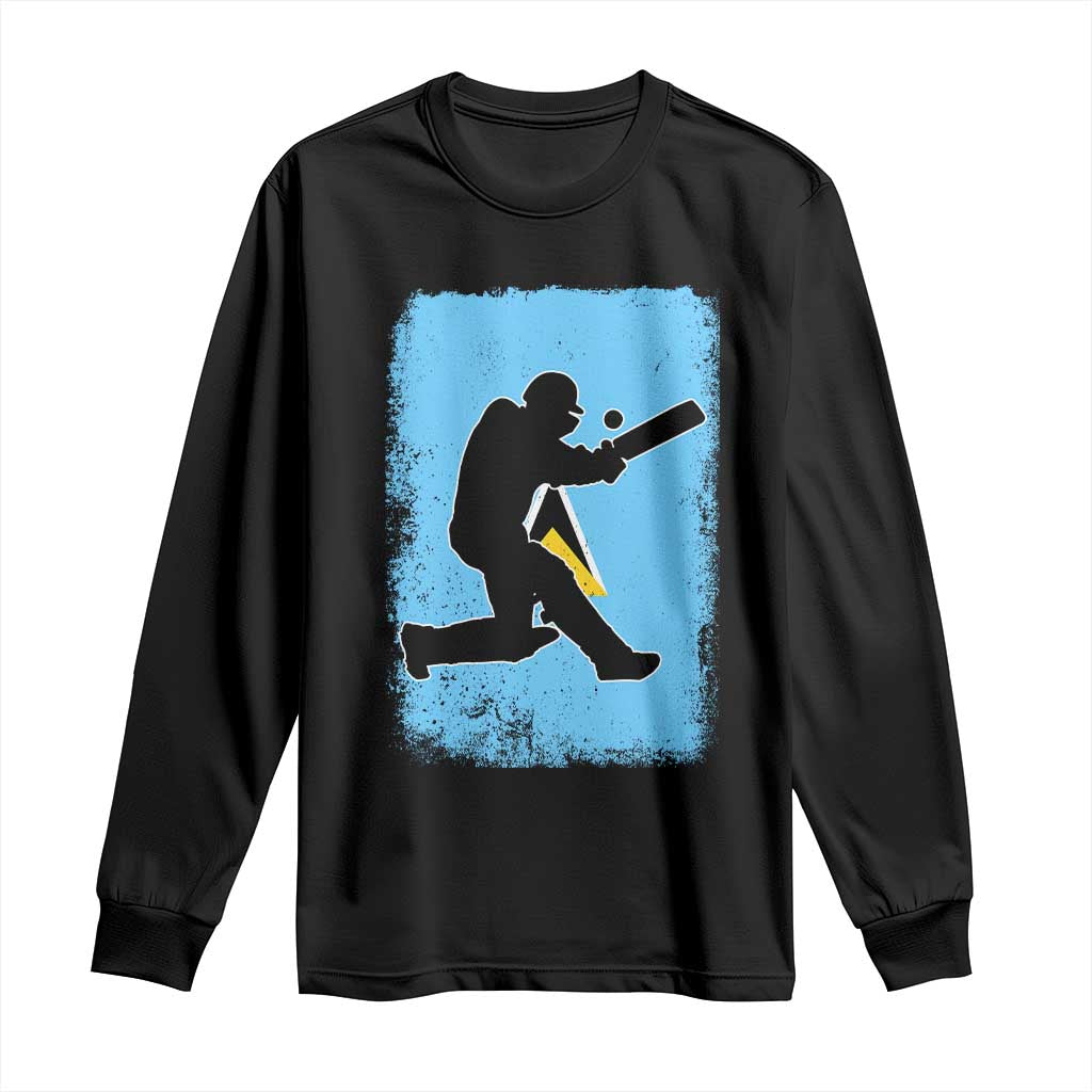 Saint Lucia Cricket Long Sleeve Shirt Retro Vintage Sport Saint Lucian Flag West Indies Cricket Fan