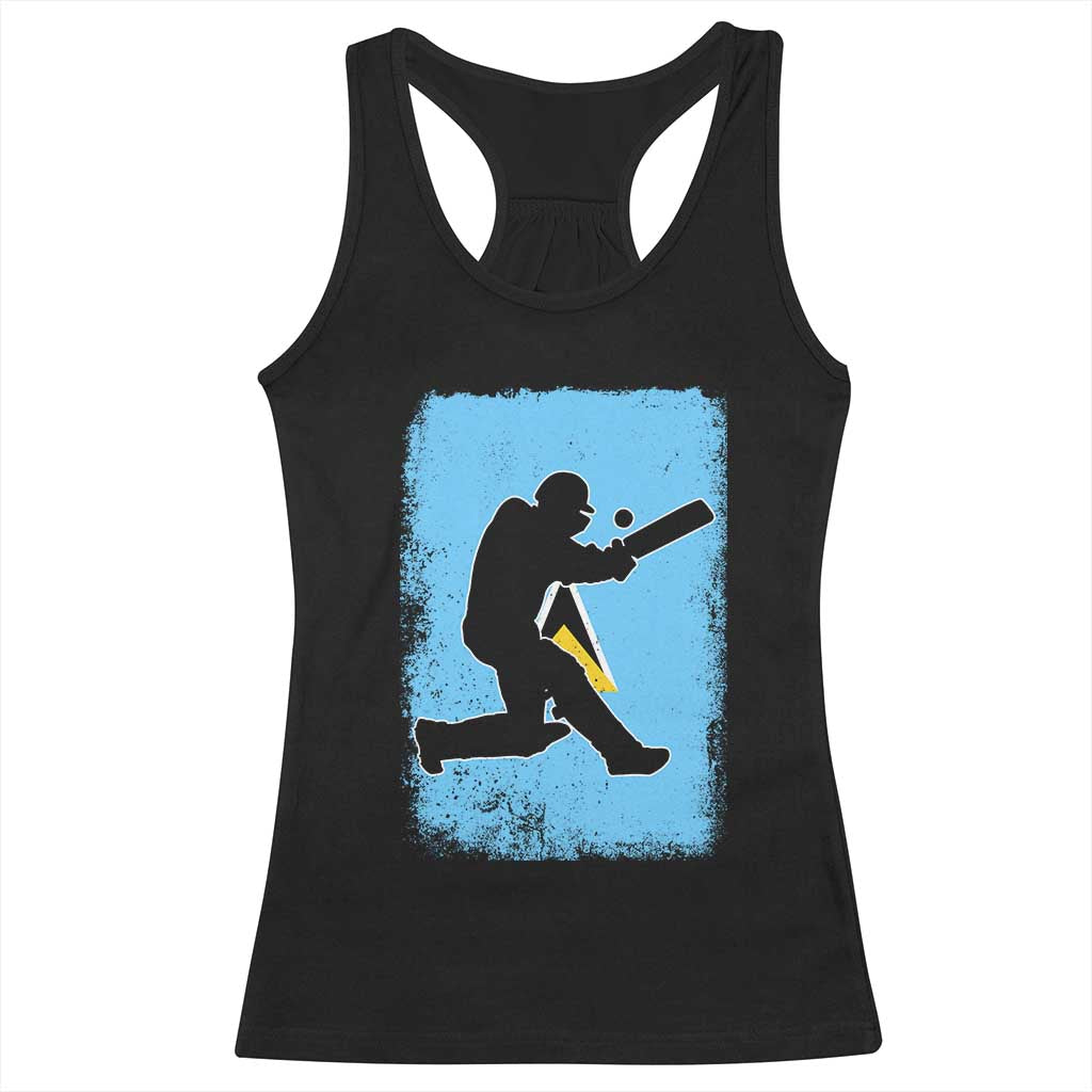 Saint Lucia Cricket Racerback Tank Top Retro Vintage Sport Saint Lucian Flag West Indies Cricket Fan
