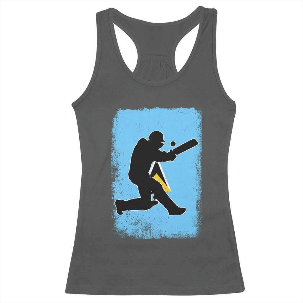 Saint Lucia Cricket Racerback Tank Top Retro Vintage Sport Saint Lucian Flag West Indies Cricket Fan