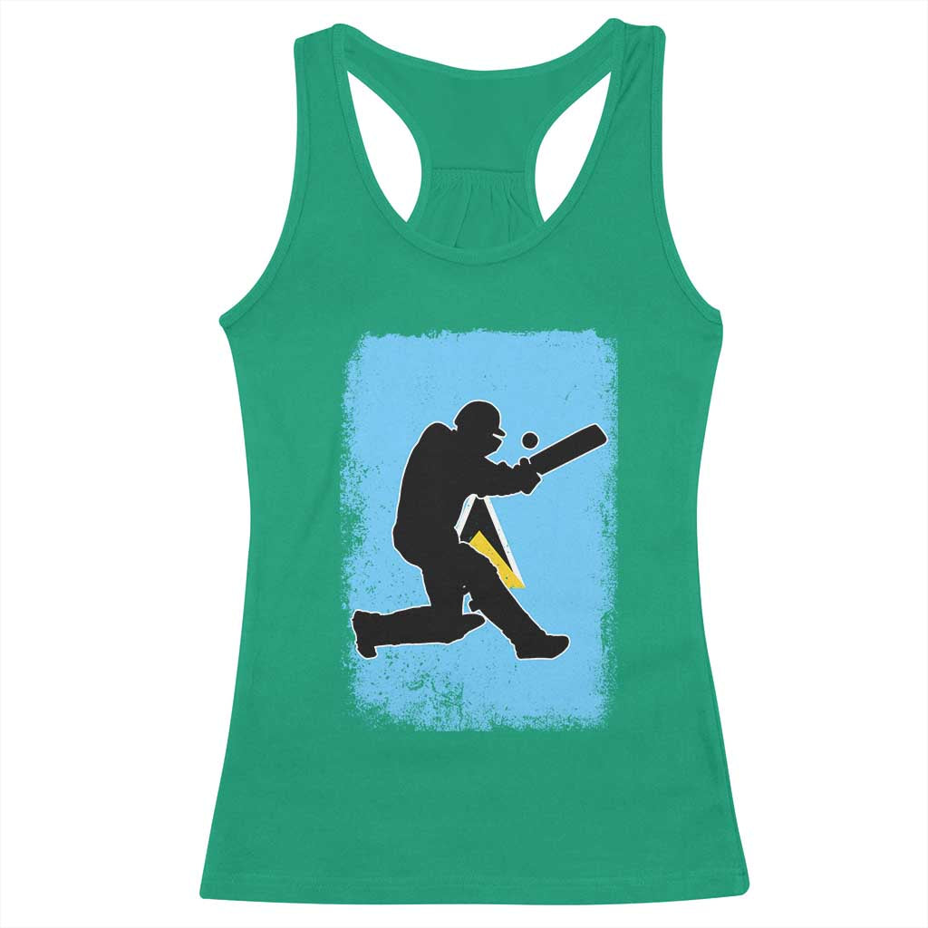 Saint Lucia Cricket Racerback Tank Top Retro Vintage Sport Saint Lucian Flag West Indies Cricket Fan