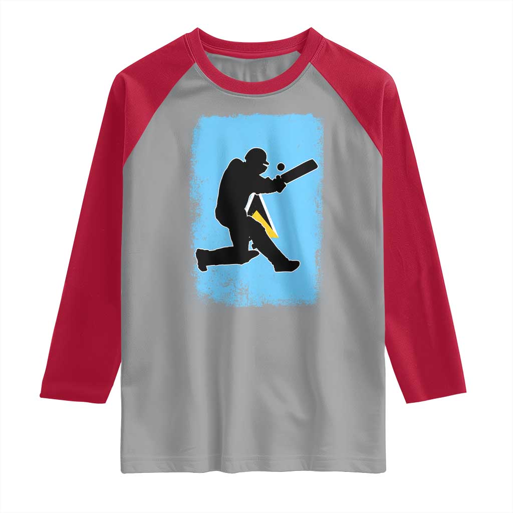 Saint Lucia Cricket Raglan Shirt Retro Vintage Sport Saint Lucian Flag West Indies Cricket Fan