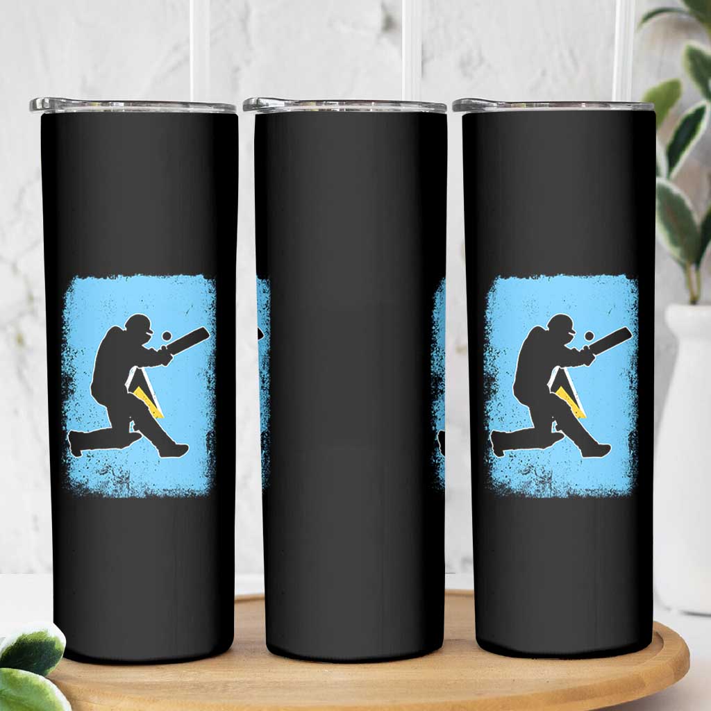Saint Lucia Cricket Skinny Tumbler Retro Vintage Sport Saint Lucian Flag West Indies Cricket Fan