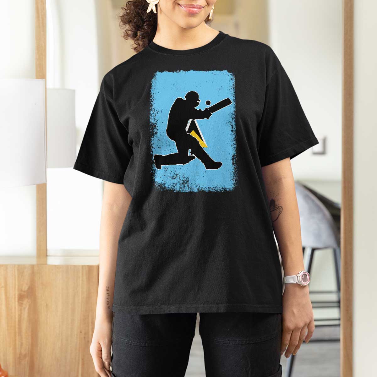 Saint Lucia Cricket T Shirt For Women Retro Vintage Sport Saint Lucian Flag West Indies Cricket Fan