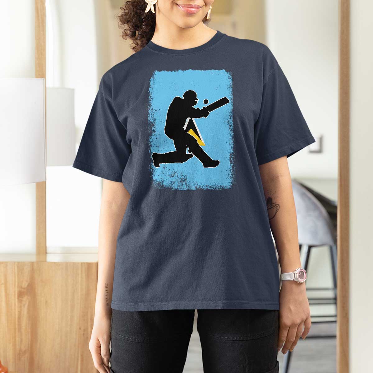 Saint Lucia Cricket T Shirt For Women Retro Vintage Sport Saint Lucian Flag West Indies Cricket Fan