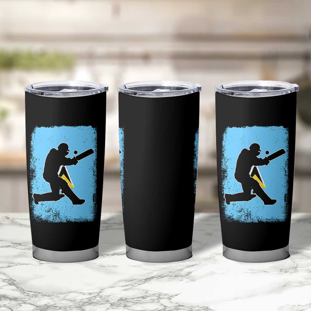 Saint Lucia Cricket Tumbler Cup Retro Vintage Sport Saint Lucian Flag West Indies Cricket Fan