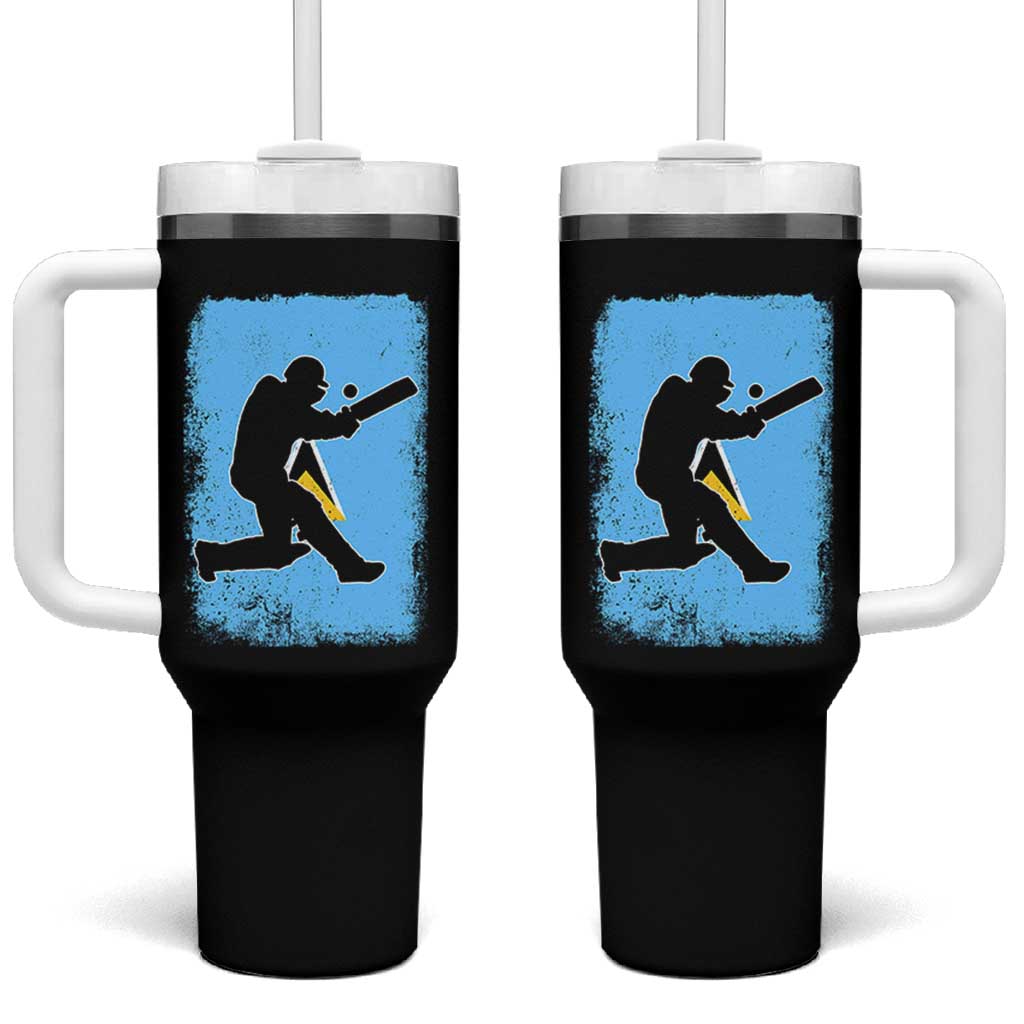 Saint Lucia Cricket Tumbler With Handle Retro Vintage Sport Saint Lucian Flag West Indies Cricket Fan