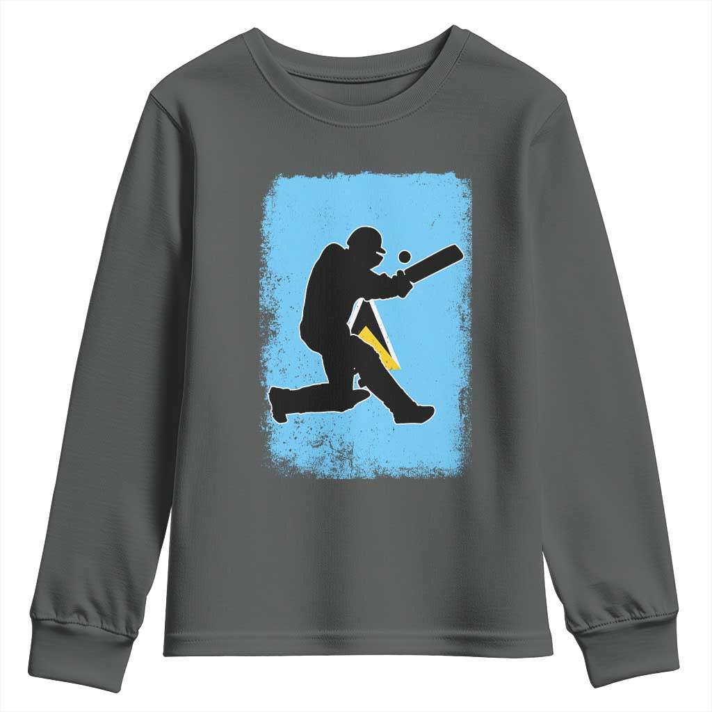 Saint Lucia Cricket Youth Sweatshirt Retro Vintage Sport Saint Lucian Flag West Indies Cricket Fan