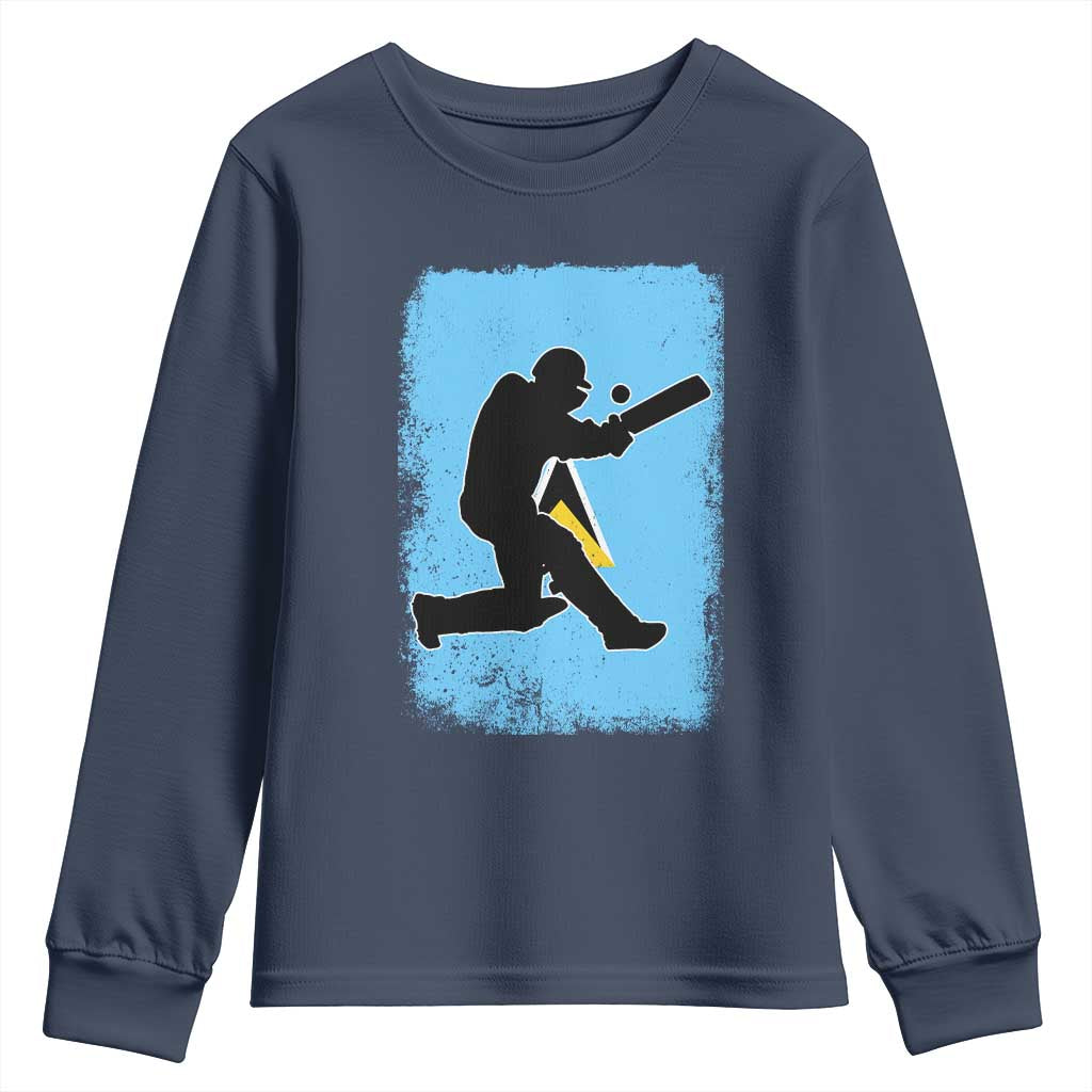 Saint Lucia Cricket Youth Sweatshirt Retro Vintage Sport Saint Lucian Flag West Indies Cricket Fan