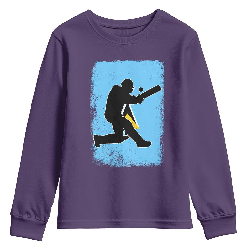 Saint Lucia Cricket Youth Sweatshirt Retro Vintage Sport Saint Lucian Flag West Indies Cricket Fan