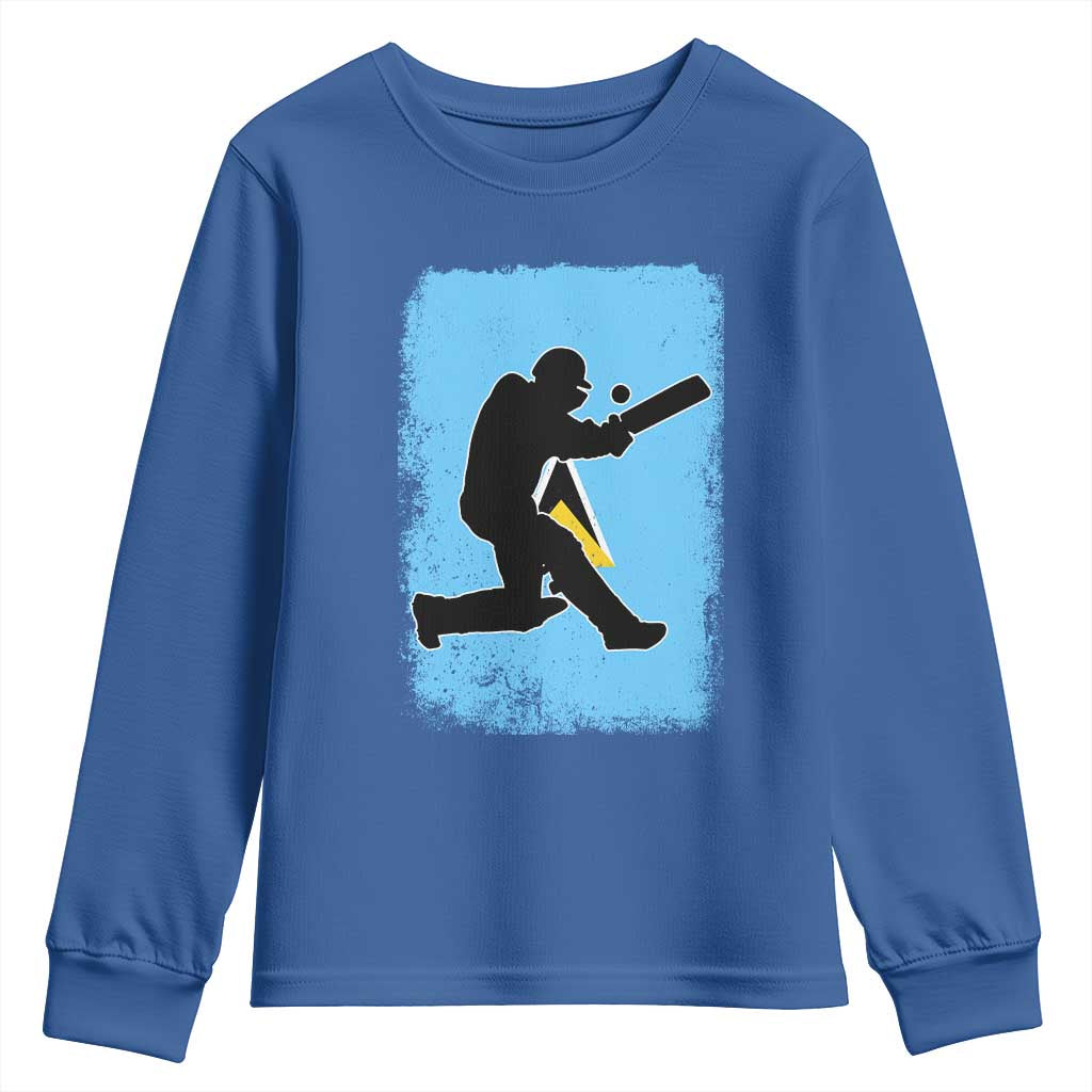 Saint Lucia Cricket Youth Sweatshirt Retro Vintage Sport Saint Lucian Flag West Indies Cricket Fan