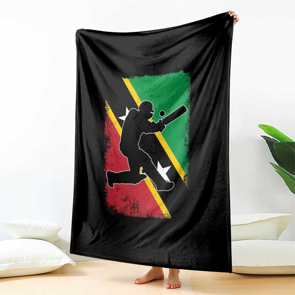 Saint Kitts and Nevis Cricket Throw Blanket Retro Vintage Sport Kittitian Flag West Indies Cricket Fan