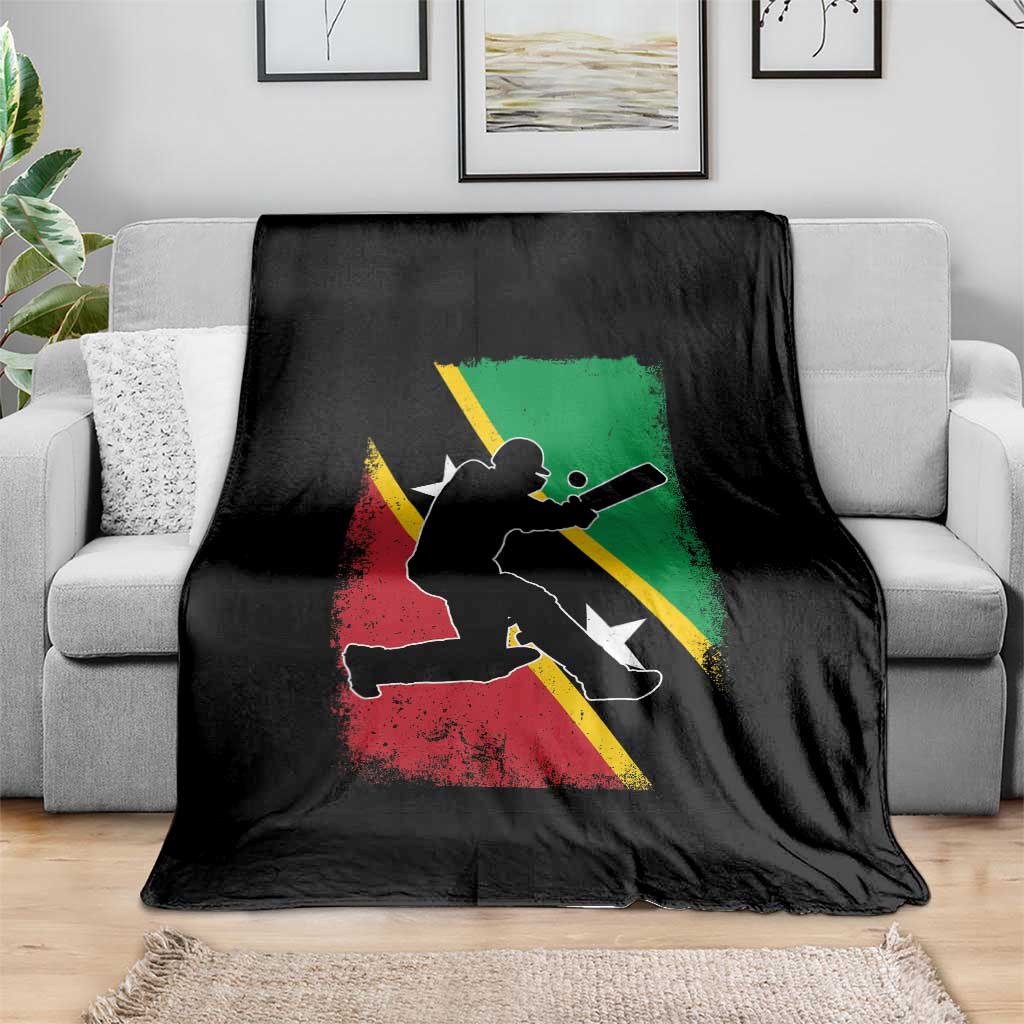 Saint Kitts and Nevis Cricket Throw Blanket Retro Vintage Sport Kittitian Flag West Indies Cricket Fan
