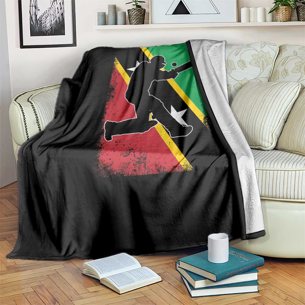 Saint Kitts and Nevis Cricket Throw Blanket Retro Vintage Sport Kittitian Flag West Indies Cricket Fan