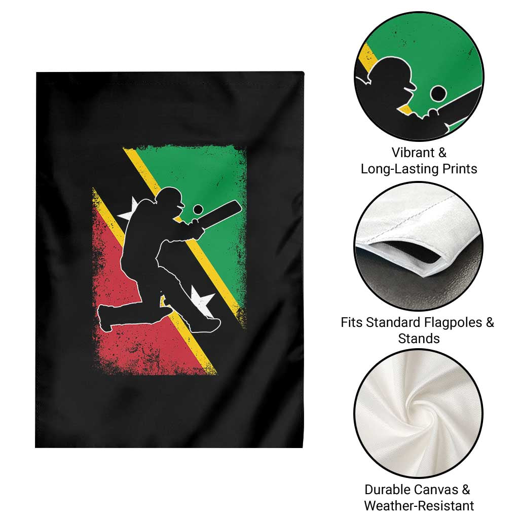 Saint Kitts and Nevis Cricket Garden Flag Retro Vintage Sport Kittitian Flag West Indies Cricket Fan