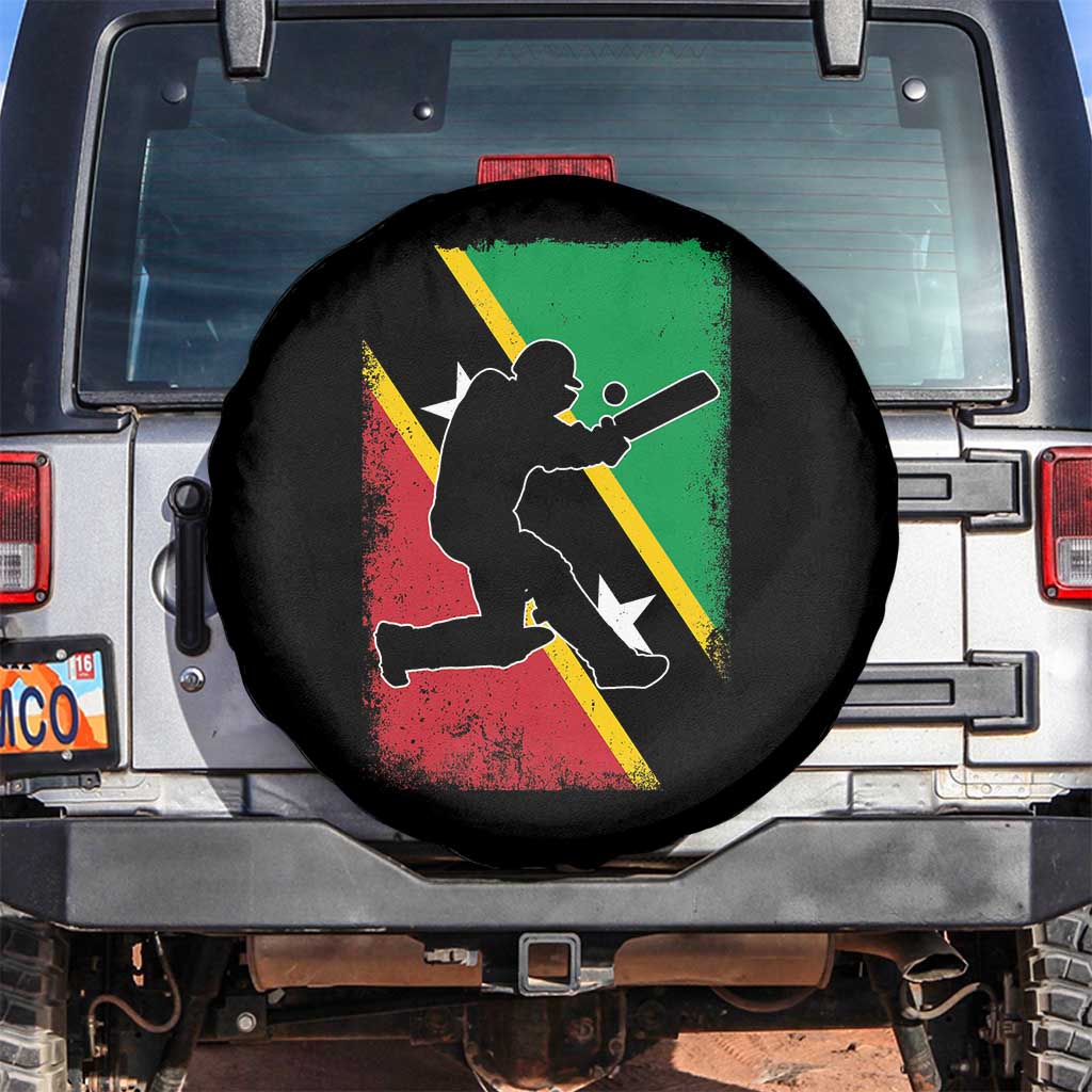 Saint Kitts and Nevis Cricket Spare Tire Cover Retro Vintage Sport Kittitian Flag West Indies Cricket Fan