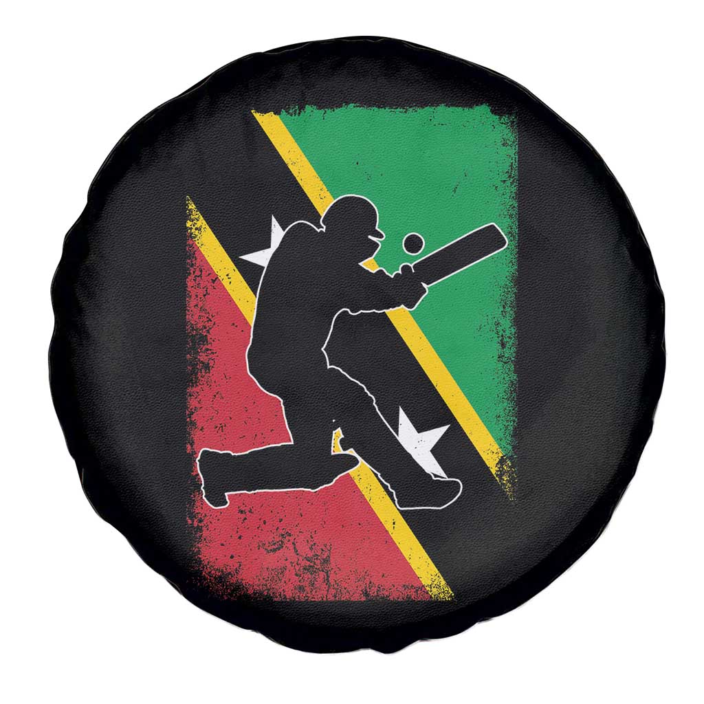 Saint Kitts and Nevis Cricket Spare Tire Cover Retro Vintage Sport Kittitian Flag West Indies Cricket Fan