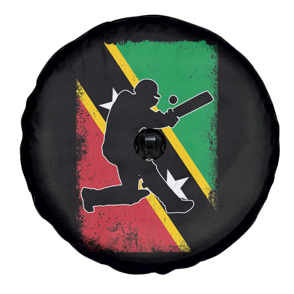 Saint Kitts and Nevis Cricket Spare Tire Cover Retro Vintage Sport Kittitian Flag West Indies Cricket Fan