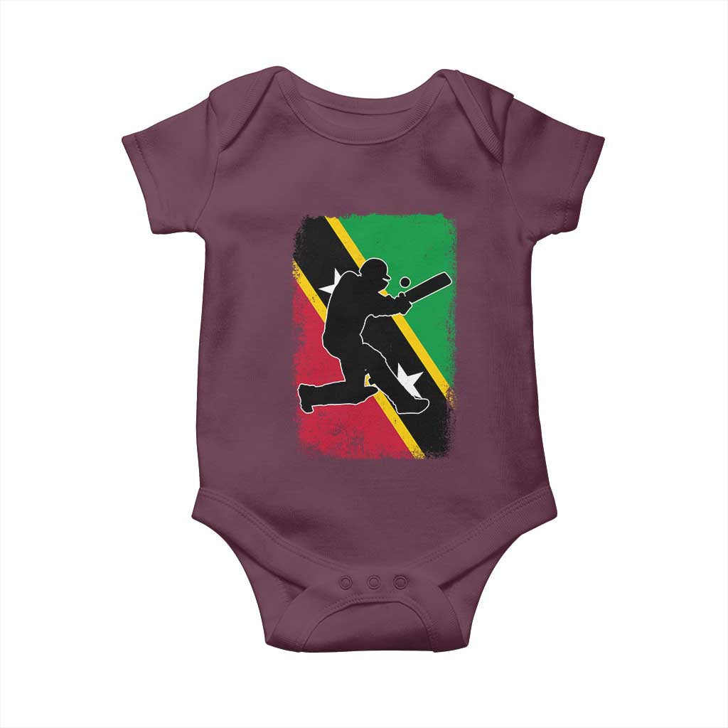 Saint Kitts and Nevis Cricket Baby Onesie Retro Vintage Sport Kittitian Flag West Indies Cricket Fan