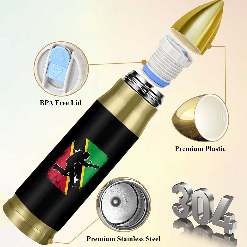 Saint Kitts and Nevis Cricket Bullet Tumbler Retro Vintage Sport Kittitian Flag West Indies Cricket Fan