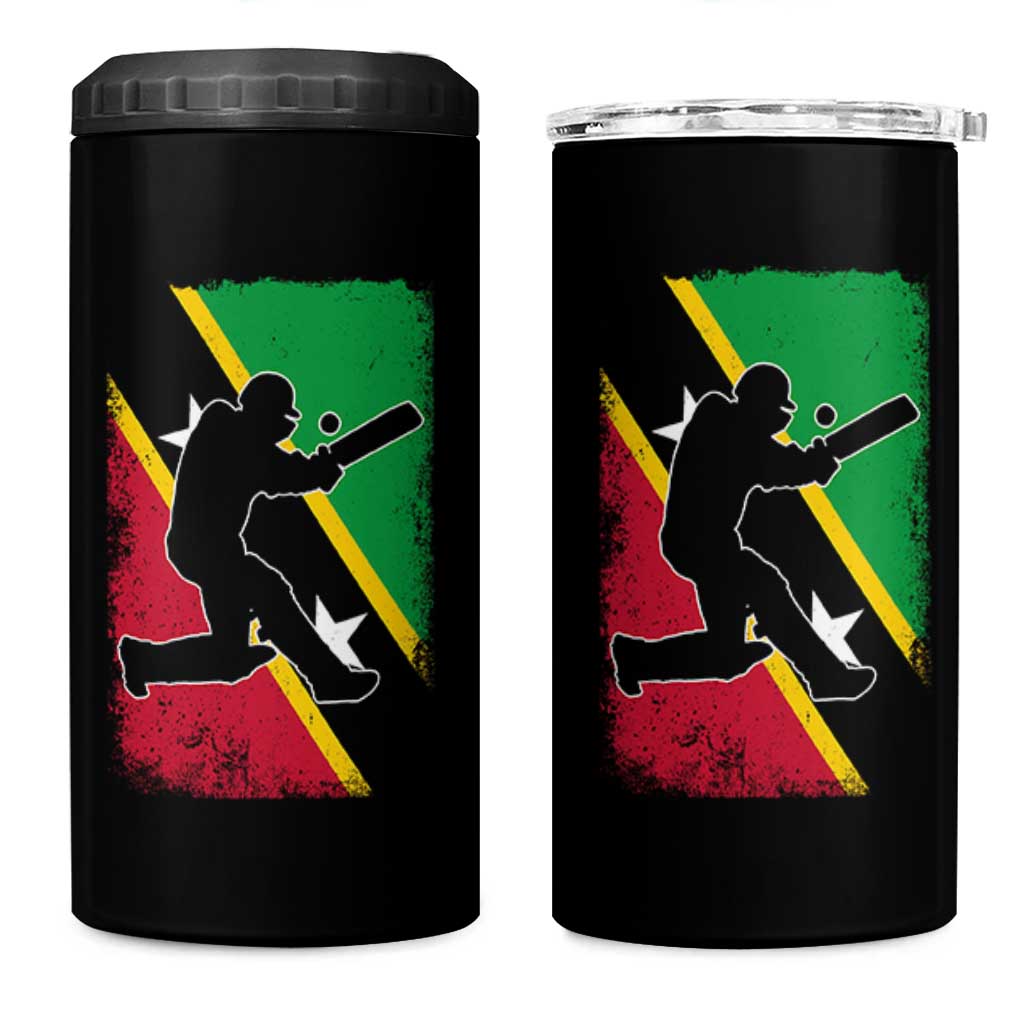 Saint Kitts and Nevis Cricket 4 in 1 Can Cooler Tumbler Retro Vintage Sport Kittitian Flag West Indies Cricket Fan