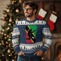 Saint Kitts and Nevis Cricket Ugly Christmas Sweater Retro Vintage Sport Kittitian Flag West Indies Cricket Fan