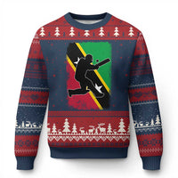 Saint Kitts and Nevis Cricket Ugly Christmas Sweater Retro Vintage Sport Kittitian Flag West Indies Cricket Fan