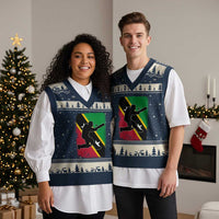 Saint Kitts and Nevis Cricket V-Neck Knit Sweater Vest Retro Vintage Sport Kittitian Flag West Indies Cricket Fan