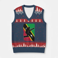 Saint Kitts and Nevis Cricket V-Neck Knit Sweater Vest Retro Vintage Sport Kittitian Flag West Indies Cricket Fan