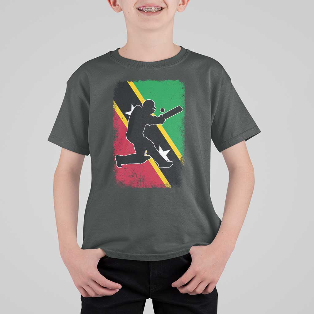 Saint Kitts and Nevis Cricket T Shirt For Kid Retro Vintage Sport Kittitian Flag West Indies Cricket Fan