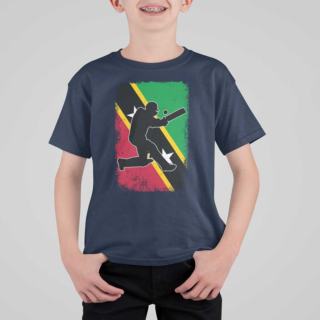 Saint Kitts and Nevis Cricket T Shirt For Kid Retro Vintage Sport Kittitian Flag West Indies Cricket Fan