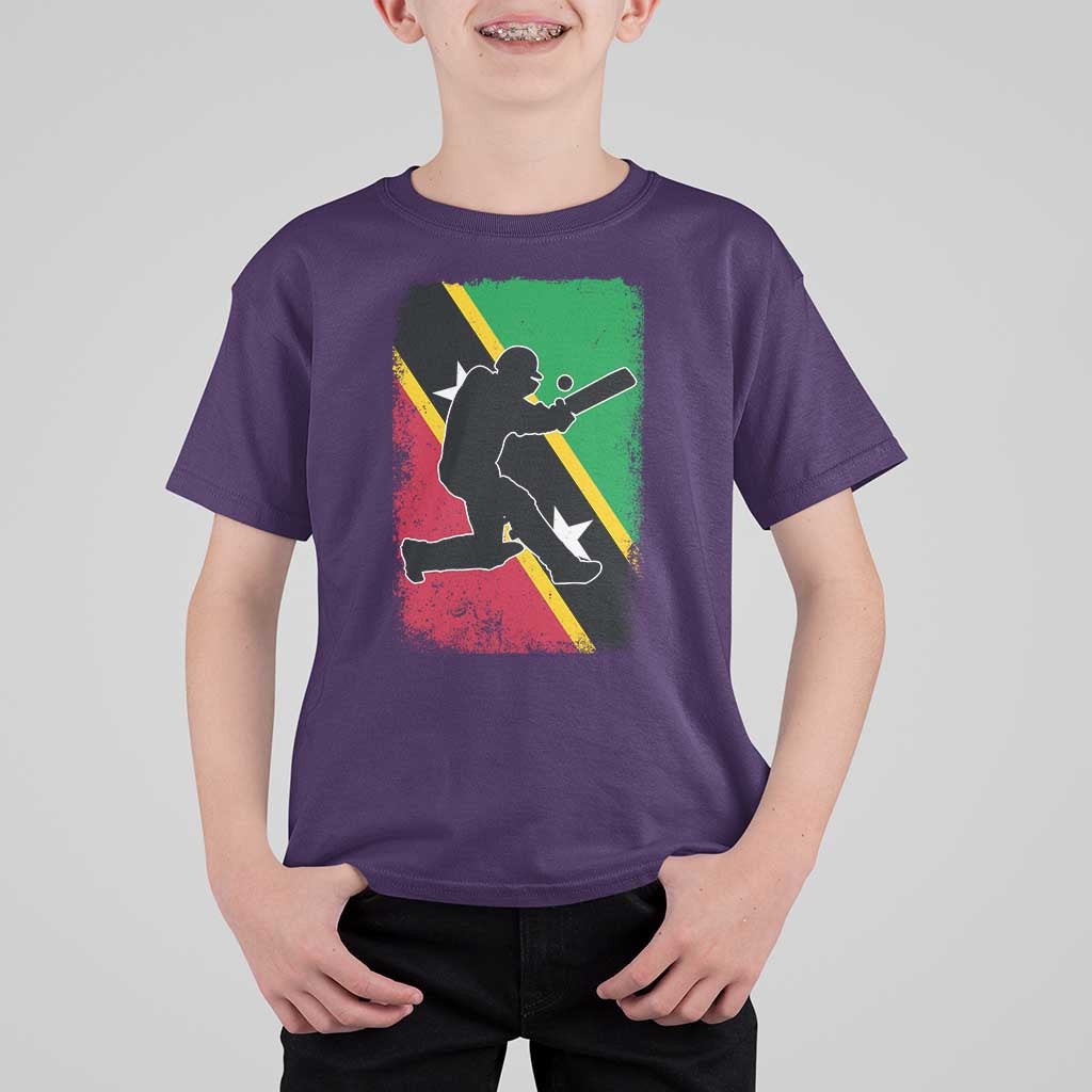 Saint Kitts and Nevis Cricket T Shirt For Kid Retro Vintage Sport Kittitian Flag West Indies Cricket Fan
