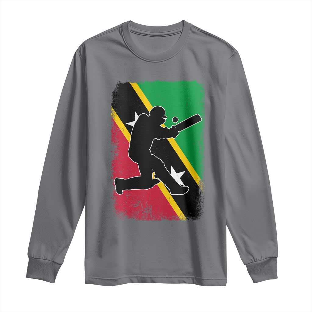 Saint Kitts and Nevis Cricket Long Sleeve Shirt Retro Vintage Sport Kittitian Flag West Indies Cricket Fan