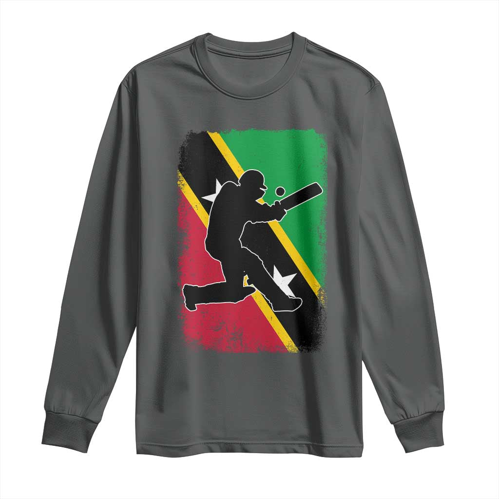 Saint Kitts and Nevis Cricket Long Sleeve Shirt Retro Vintage Sport Kittitian Flag West Indies Cricket Fan