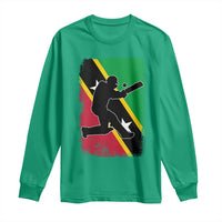 Saint Kitts and Nevis Cricket Long Sleeve Shirt Retro Vintage Sport Kittitian Flag West Indies Cricket Fan