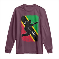 Saint Kitts and Nevis Cricket Long Sleeve Shirt Retro Vintage Sport Kittitian Flag West Indies Cricket Fan