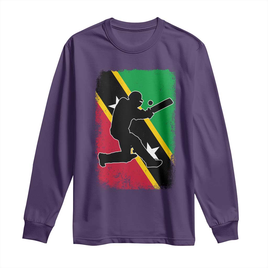 Saint Kitts and Nevis Cricket Long Sleeve Shirt Retro Vintage Sport Kittitian Flag West Indies Cricket Fan
