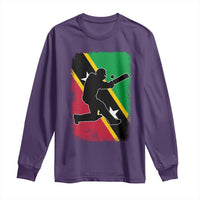 Saint Kitts and Nevis Cricket Long Sleeve Shirt Retro Vintage Sport Kittitian Flag West Indies Cricket Fan