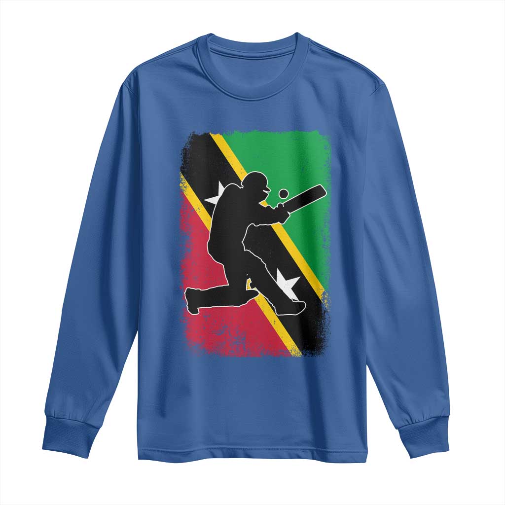 Saint Kitts and Nevis Cricket Long Sleeve Shirt Retro Vintage Sport Kittitian Flag West Indies Cricket Fan
