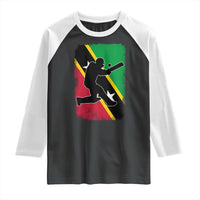 Saint Kitts and Nevis Cricket Raglan Shirt Retro Vintage Sport Kittitian Flag West Indies Cricket Fan