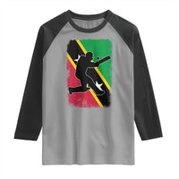 Saint Kitts and Nevis Cricket Raglan Shirt Retro Vintage Sport Kittitian Flag West Indies Cricket Fan