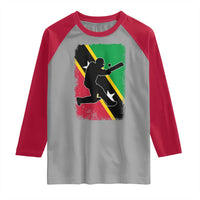 Saint Kitts and Nevis Cricket Raglan Shirt Retro Vintage Sport Kittitian Flag West Indies Cricket Fan
