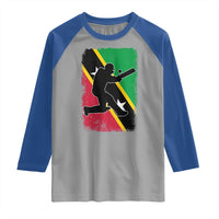 Saint Kitts and Nevis Cricket Raglan Shirt Retro Vintage Sport Kittitian Flag West Indies Cricket Fan