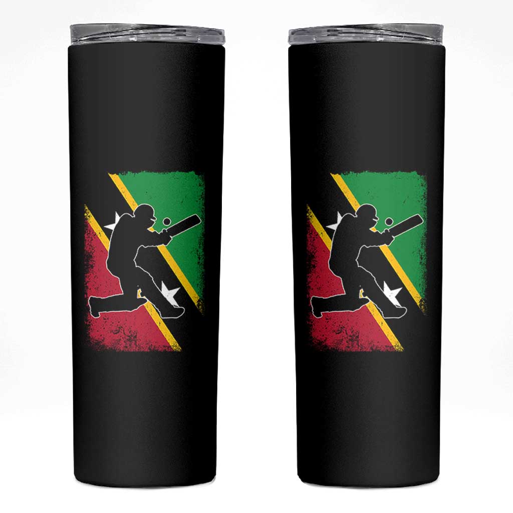 Saint Kitts and Nevis Cricket Skinny Tumbler Retro Vintage Sport Kittitian Flag West Indies Cricket Fan