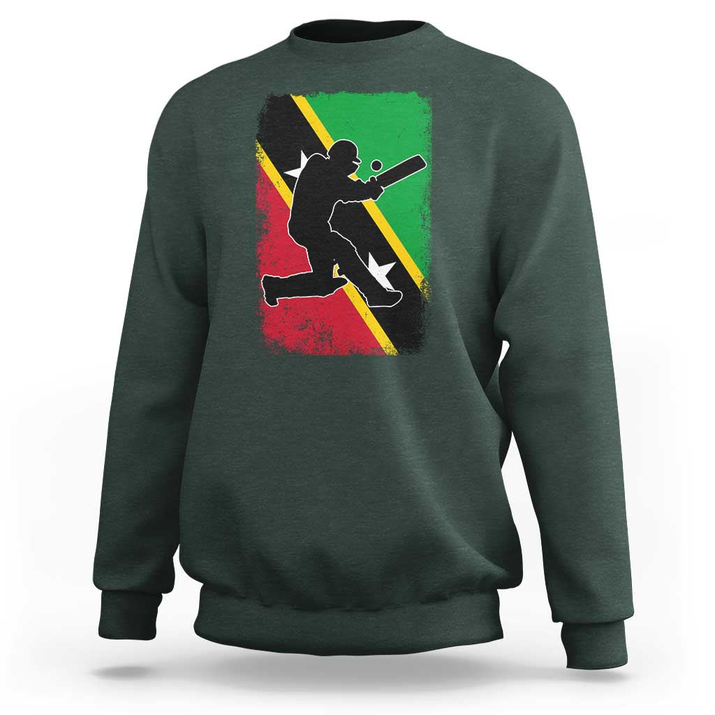 Saint Kitts and Nevis Cricket Sweatshirt Retro Vintage Sport Kittitian Flag West Indies Cricket Fan
